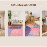 Ultra Soft Area Rug, Non Slip, Stain Resistant, Washable Area Rugs for Living Room, Bedroom, Dynamic Modern Boho Colorful Pattern(Pink)