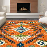 Ultra Soft Area Rug, Non Slip, Stain Resistant, Washable Area Rugs for Living Room, Bedroom, Vibrant Tribal Color Splash(Orange)