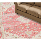 Ultra Soft Area Rug, Non Slip, Stain Resistant, Washable Area Rugs for Living Room, Bedroom, Contemporary Abstract Floral Arrangement(Pink)