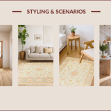 Ultra Soft Area Rug, Non Slip, Stain Resistant, Washable Area Rugs for Living Room, Bedroom, Chic Neutral Retro Aesthetic(Ivory)
