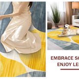 Ultra Soft Area Rug, Non Slip, Stain Resistant, Washable Area Rugs for Living Room, Bedroom, Contemporary Vibrant Patterned Surface(Yellow)