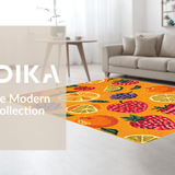 Ultra Soft Area Rug, Non Slip, Stain Resistant, Washable Area Rugs for Living Room, Bedroom, Cheerful Harvest Fruit Arrangement(Yellow)