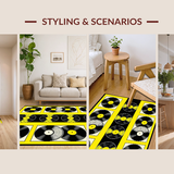 Ultra Soft Area Rug, Non Slip, Stain Resistant, Washable Area Rugs for Living Room, Bedroom, Funky Vintage Abstract Aesthetic(Black)