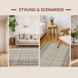 Ultra Soft Area Rug, Non Slip, Stain Resistant, Washable Area Rugs for Living Room, Bedroom, Luxurious Minimalist Tiled Motif(Beige)