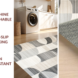 Ultra Soft Area Rug, Non Slip, Stain Resistant, Washable Area Rugs for Living Room, Bedroom, Luxurious Textured Cream Wave(Gray)