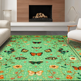Ultra Soft Area Rug, Non Slip, Stain Resistant, Washable Area Rugs for Living Room, Bedroom, Lush Green Nature-Inspired Motif(Green)