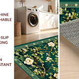 Ultra Soft Area Rug, Non Slip, Stain Resistant, Washable Area Rugs for Living Room, Bedroom, Elegant Vintage Botanical Aesthetic(Green)