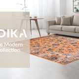 Ultra Soft Area Rug, Non Slip, Stain Resistant, Washable Area Rugs for Living Room, Bedroom, Chic Rustic Orange Blossom Pattern(Orange)