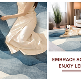Ultra Soft Area Rug, Non Slip, Stain Resistant, Washable Area Rugs for Living Room, Bedroom, Washable Abstract Art Rug: Grey & Blue Watercolor-Inspired Design(Blue)