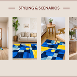 Ultra Soft Area Rug, Non Slip, Stain Resistant, Washable Area Rugs for Living Room, Bedroom, Stylish Modern Brushstroke Design(Blue)