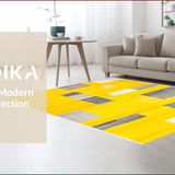 Ultra Soft Area Rug, Non Slip, Stain Resistant, Washable Area Rugs for Living Room, Bedroom, Modern Abstract Shape Arrangement(Yellow)