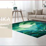 Ultra Soft Area Rug, Non Slip, Stain Resistant, Washable Area Rugs for Living Room, Bedroom, Playful Moss Green Abstract Design(Green)