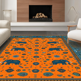 Ultra Soft Area Rug, Non Slip, Stain Resistant, Washable Area Rugs for Living Room, Bedroom, Playful Orange and Blue Fusion(Orange)