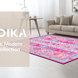 Ultra Soft Area Rug, Non Slip, Stain Resistant, Washable Area Rugs for Living Room, Bedroom, Bright Cheerful Decorative Aesthetic(Pink)