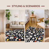 Ultra Soft Area Rug, Non Slip, Stain Resistant, Washable Area Rugs for Living Room, Bedroom, Stylish Graphic Dice Arrangement(Black)