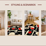 Ultra Soft Area Rug, Non Slip, Stain Resistant, Washable Area Rugs for Living Room, Bedroom, Farmhouse Record Outdoor Mat with Nostalgic Design(Red)