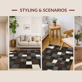 Ultra Soft Area Rug, Non Slip, Stain Resistant, Washable Area Rugs for Living Room, Bedroom, Creative Modern Patchwork Flair(Brown)