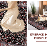 Ultra Soft Area Rug, Non Slip, Stain Resistant, Washable Area Rugs for Living Room, Bedroom, Classical Floral Medley in Dark Tones(Black)