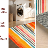 Ultra Soft Area Rug, Non Slip, Stain Resistant, Washable Area Rugs for Living Room, Bedroom, Artful Diamond Arrangement in Orange(Orange)