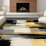 Ultra Soft Area Rug, Non Slip, Stain Resistant, Washable Area Rugs for Living Room, Bedroom, Luxurious Gold-Infused Graphic Style(Gold)