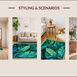 Tropical Leaf Motif with Textures(Blue)