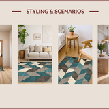 Ultra Soft Area Rug, Non Slip, Stain Resistant, Washable Area Rugs for Living Room, Bedroom, Chic Teal-Infused Natural Aesthetic(Blue)