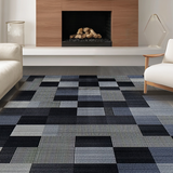 Ultra Soft Area Rug, Non Slip, Stain Resistant, Washable Area Rugs for Living Room, Bedroom, Minimalist Grey Square Concept(Black)