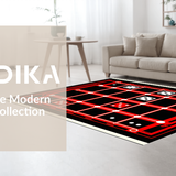 Ultra Soft Area Rug, Non Slip, Stain Resistant, Washable Area Rugs for Living Room, Bedroom, Playful Geometric Dice Motif(Black)