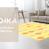 Ultra Soft Area Rug, Non Slip, Stain Resistant, Washable Area Rugs for Living Room, Bedroom, Elegant Contemporary Circular Design(Yellow)