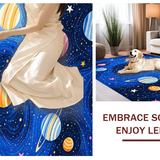 Ultra Soft Area Rug, Non Slip, Stain Resistant, Washable Area Rugs for Living Room, Bedroom, Playful Solar System Graphic Style(Blue)