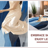 Ultra Soft Area Rug, Non Slip, Stain Resistant, Washable Area Rugs for Living Room, Bedroom, Modern Geometric Blue Hues(Blue)