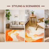 Ultra Soft Area Rug, Non Slip, Stain Resistant, Washable Area Rugs for Living Room, Bedroom, Chic Colorful Dynamic Pattern Design(Beige)