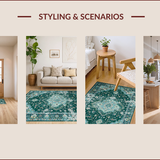 Ultra Soft Area Rug, Non Slip, Stain Resistant, Washable Area Rugs for Living Room, Bedroom, Serene Light Blue Abstract Design(Green)
