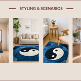 Ultra Soft Area Rug, Non Slip, Stain Resistant, Washable Area Rugs for Living Room, Bedroom, Yin Yang Circle(Blue)