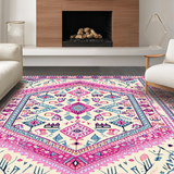 Ultra Soft Area Rug, Non Slip, Stain Resistant, Washable Area Rugs for Living Room, Bedroom, Bright Contemporary Ogee Patterns(Ivory)