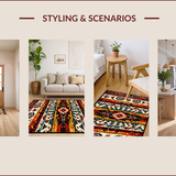 Ultra Soft Area Rug, Non Slip, Stain Resistant, Washable Area Rugs for Living Room, Bedroom, Southwest Tribal Living Room Rug in Warm Rust Tones(Red)