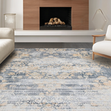 Ultra Soft Area Rug, Non Slip, Stain Resistant, Washable Area Rugs for Living Room, Bedroom, Modern Boho Linear Elements(Gray)