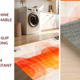 Ultra Soft Area Rug, Non Slip, Stain Resistant, Washable Area Rugs for Living Room, Bedroom, Chic Minimalist Curved Lines(Orange)