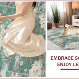 Ultra Soft Area Rug, Non Slip, Stain Resistant, Washable Area Rugs for Living Room, Bedroom, Vintage Inspired Green Aesthetic(Green)