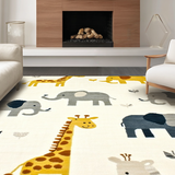 Ultra Soft Area Rug, Non Slip, Stain Resistant, Washable Area Rugs for Living Room, Bedroom, Lively Animal Friends Decorative Style(Beige)