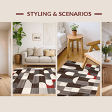 Ultra Soft Area Rug, Non Slip, Stain Resistant, Washable Area Rugs for Living Room, Bedroom, Rustic Tiled Pattern with Warm Hues(Gray)