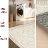 Ultra Soft Area Rug, Non Slip, Stain Resistant, Washable Area Rugs for Living Room, Bedroom, Contemporary Trellis Design Aesthetic(Beige)