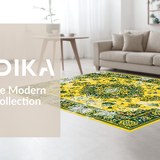 Ultra Soft Area Rug, Non Slip, Stain Resistant, Washable Area Rugs for Living Room, Bedroom, Eclectic Vibrant Leafy Motif(Yellow)