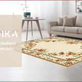 Ultra Soft Area Rug, Non Slip, Stain Resistant, Washable Area Rugs for Living Room, Bedroom, Neutral Floral Large Yoga Space Non-Slip Carpet(Beige)