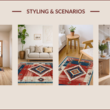 Ultra Soft Area Rug, Non Slip, Stain Resistant, Washable Area Rugs for Living Room, Bedroom, Southwestern Red Living Room Vintage Medallion Rug(Red)