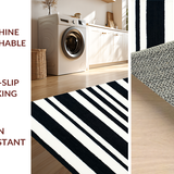 Ultra Soft Area Rug, Non Slip, Stain Resistant, Washable Area Rugs for Living Room, Bedroom, Transitional Geometric Line Art(Black)