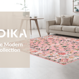 Ultra Soft Area Rug, Non Slip, Stain Resistant, Washable Area Rugs for Living Room, Bedroom, Elegant Medallion Watercolor Design(Pink)