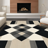 Ultra Soft Area Rug, Non Slip, Stain Resistant, Washable Area Rugs for Living Room, Bedroom, Refined Modern Lattice Design(Beige)