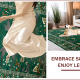 Ultra Soft Area Rug, Non Slip, Stain Resistant, Washable Area Rugs for Living Room, Bedroom, Eclectic Abstract Jungle Motif(Green)