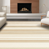 Ultra Soft Area Rug, Non Slip, Stain Resistant, Washable Area Rugs for Living Room, Bedroom, Rustic Natural Scalloped Elegance(Beige)
